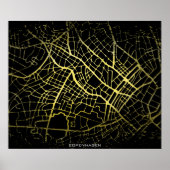 Copenhagen Gold Style Art Map ポスター (正面)