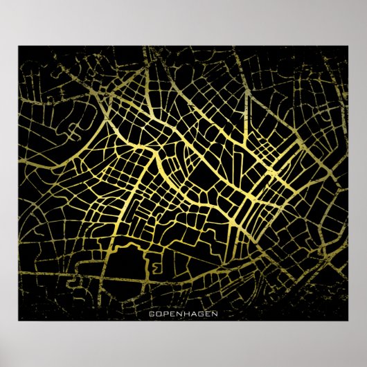 Copenhagen Gold Style Art Map ポスター (正面)