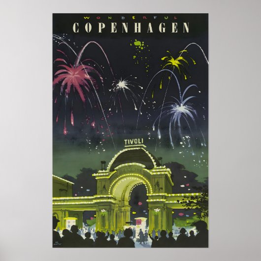 Copenhagen Painting Denmark Travel Poster Danish A ポスター (正面)