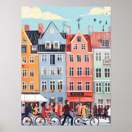 Copenhagen Print Copenhagen Illustration Denmark  ポスター (正面)