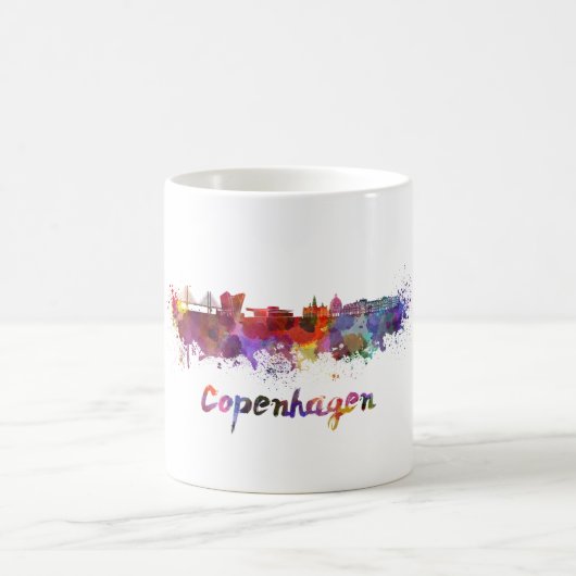 Copenhagen skyline in watercolor コーヒーマグカップ (中央)