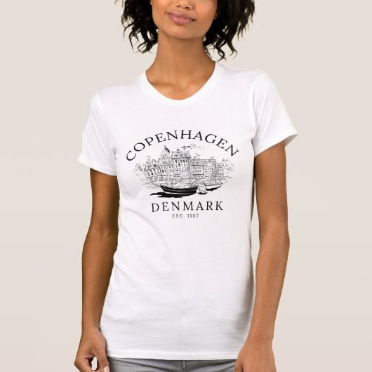 Copenhaguen Denmark vintage Landscape Tシャツ (正面)
