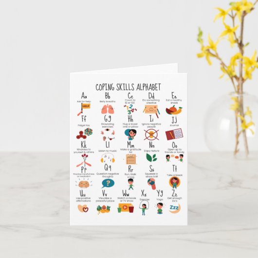 Coping Skills Alphabet School Counselor Mental Hea カード (黄色い花)