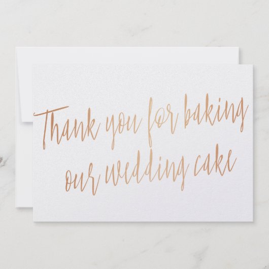 Copper「私たちのケーキをベーキングし結婚てくれてありがとう」 サンキューカード (正面)