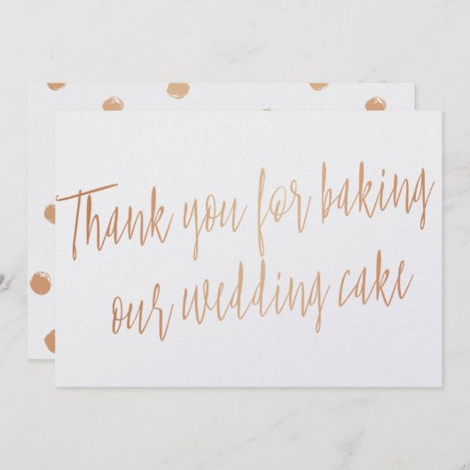 Copper「私たちのケーキをベーキングし結婚てくれてありがとう」 サンキューカード (正面/裏面)
