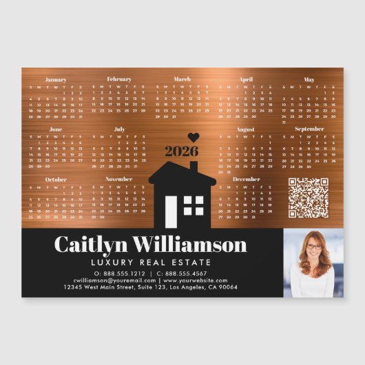 Copper 2026カレンダー不動産仲介業者写真QRコードマグネット (正面)