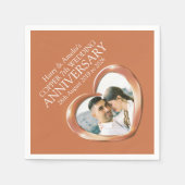 Copper 7th anniversaryハート写真の名前ナプキン スタンダードカクテルナプキン (正面)