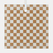 Copper and eggshell checkerboard pattern ガラスオーナメント (正面)