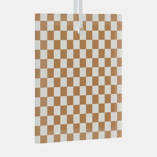 Copper and eggshell checkerboard pattern ガラスオーナメント (正面右)