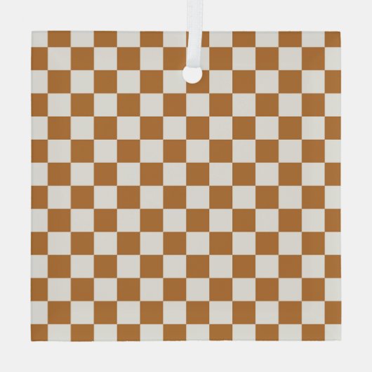 Copper and eggshell checkerboard pattern ガラスオーナメント (裏面)
