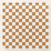 Copper and eggshell checkerboard pattern ガラスコースター (正面)