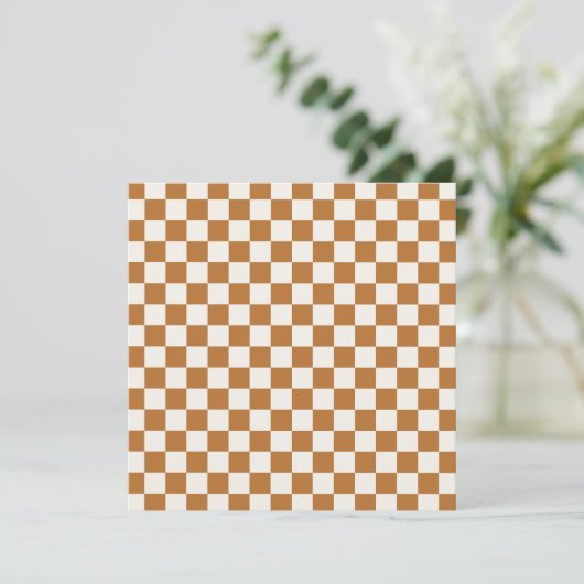 Copper and eggshell checkerboard pattern サンキューカード (スタンド正面)