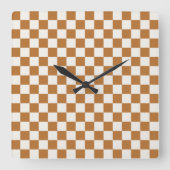 Copper and eggshell checkerboard pattern スクエア壁時計 (正面)