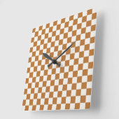Copper and eggshell checkerboard pattern スクエア壁時計 (傾斜)