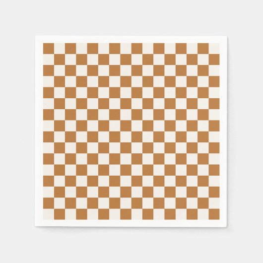 Copper and eggshell checkerboard pattern スタンダードカクテルナプキン (正面)