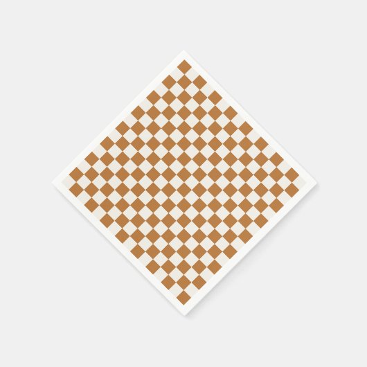 Copper and eggshell checkerboard pattern スタンダードカクテルナプキン (角)