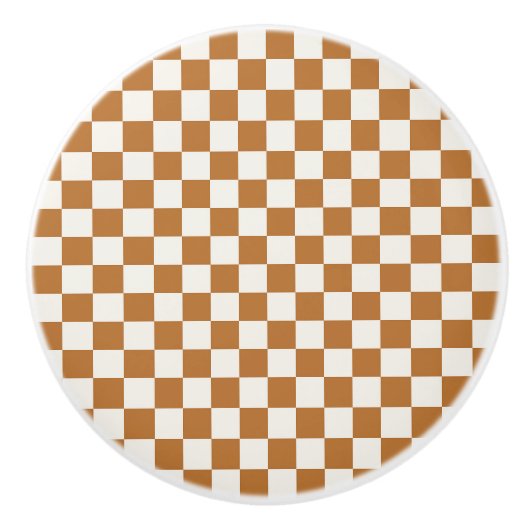 Copper and eggshell checkerboard pattern セラミックノブ (正面)