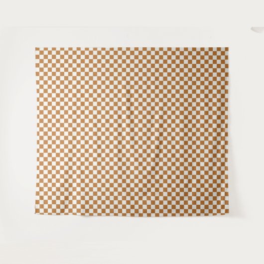Copper and eggshell checkerboard pattern タペストリー (正面(横))