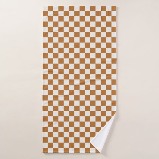 Copper and eggshell checkerboard pattern バスタオルセット (バスタオル)