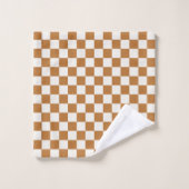 Copper and eggshell checkerboard pattern バスタオルセット (ウォッシュタオル)