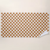 Copper and eggshell checkerboard pattern ビーチタオル (正面)