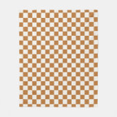 Copper and eggshell checkerboard pattern フリースブランケット (正面)