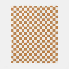 Copper and eggshell checkerboard pattern フリースブランケット