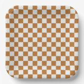 Copper and eggshell checkerboard pattern ペーパープレート (正面)