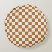 Copper and eggshell checkerboard pattern ラウンドクッション (裏面)