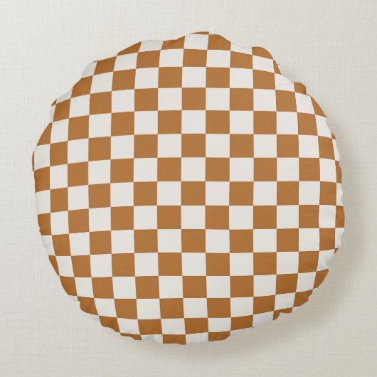 Copper and eggshell checkerboard pattern ラウンドクッション (裏面)