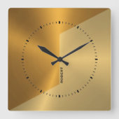 Copper and gold geometric design personalized スクエア壁時計 (正面)