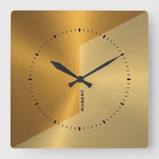 Copper and gold geometric design personalized スクエア壁時計 (正面)