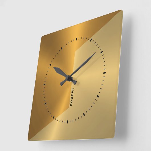 Copper and gold geometric design personalized スクエア壁時計 (傾斜)