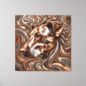 Copper and Silver Metallic Swirl Dog Portrait キャンバスプリント (正面)