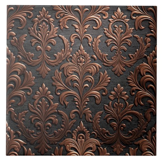 Copper brown and black floral seamless pattern タイル (正面)