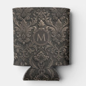 Copper brown and black floral seamless pattern 缶クーラー (裏面)