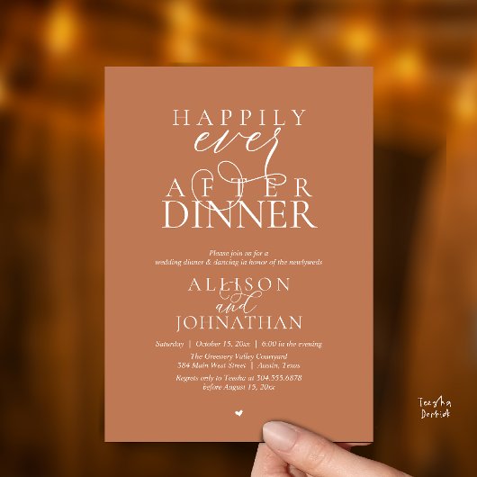 Copper Brown Happily Ever After Dinner Wedding 招待状