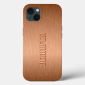 Copper Brown Metallic Brushed Aluminum Look Case-Mate iPhoneケース (裏面)