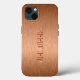 Copper Brown Metallic Brushed Aluminum Look iPhone 13ケース