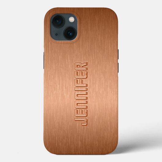 Copper Brown Metallic Brushed Aluminum Look Case-Mate iPhoneケース (裏面)