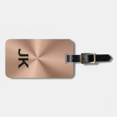 Copper Brown MetalliC Texture Black Text ラゲッジタグ (正面横)