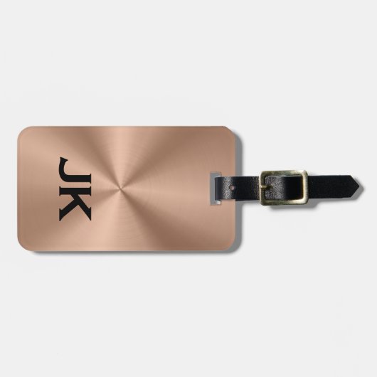 Copper Brown MetalliC Texture Black Text ラゲッジタグ (正面横)