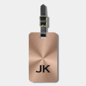 Copper Brown MetalliC Texture Black Text ラゲッジタグ (正面縦)