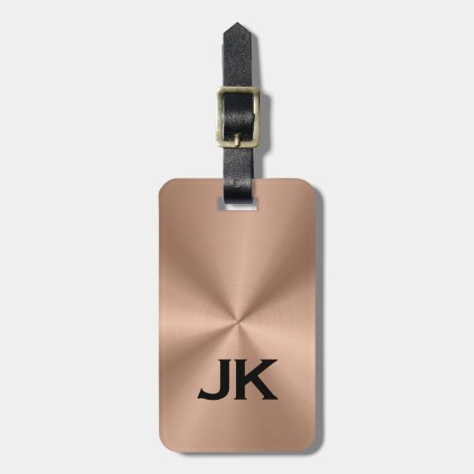 Copper Brown MetalliC Texture Black Text ラゲッジタグ (正面縦)