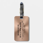 Copper Brown MetalliC Texture Black Text ラゲッジタグ (裏面縦)