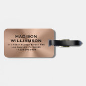 Copper Brown MetalliC Texture Black Text ラゲッジタグ (裏面横)