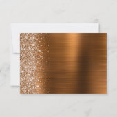Copper Brushed Metal Glitter Script Wedding 出欠カード (裏面)