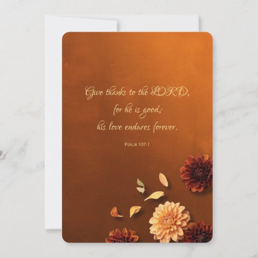 Copper Burnt Orange Dahlia Thanksgiving 招待状 (裏面)