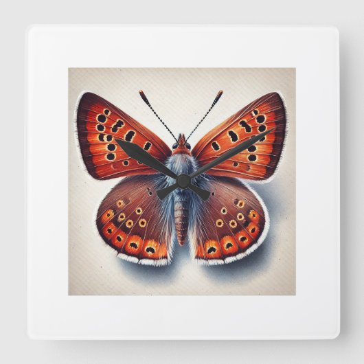 Copper Butterflies 141024IREF242 - Watercolor スクエア壁時計 (正面)