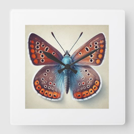 Copper Butterfly 160724IREF231 - Watercolor スクエア壁時計 (正面)